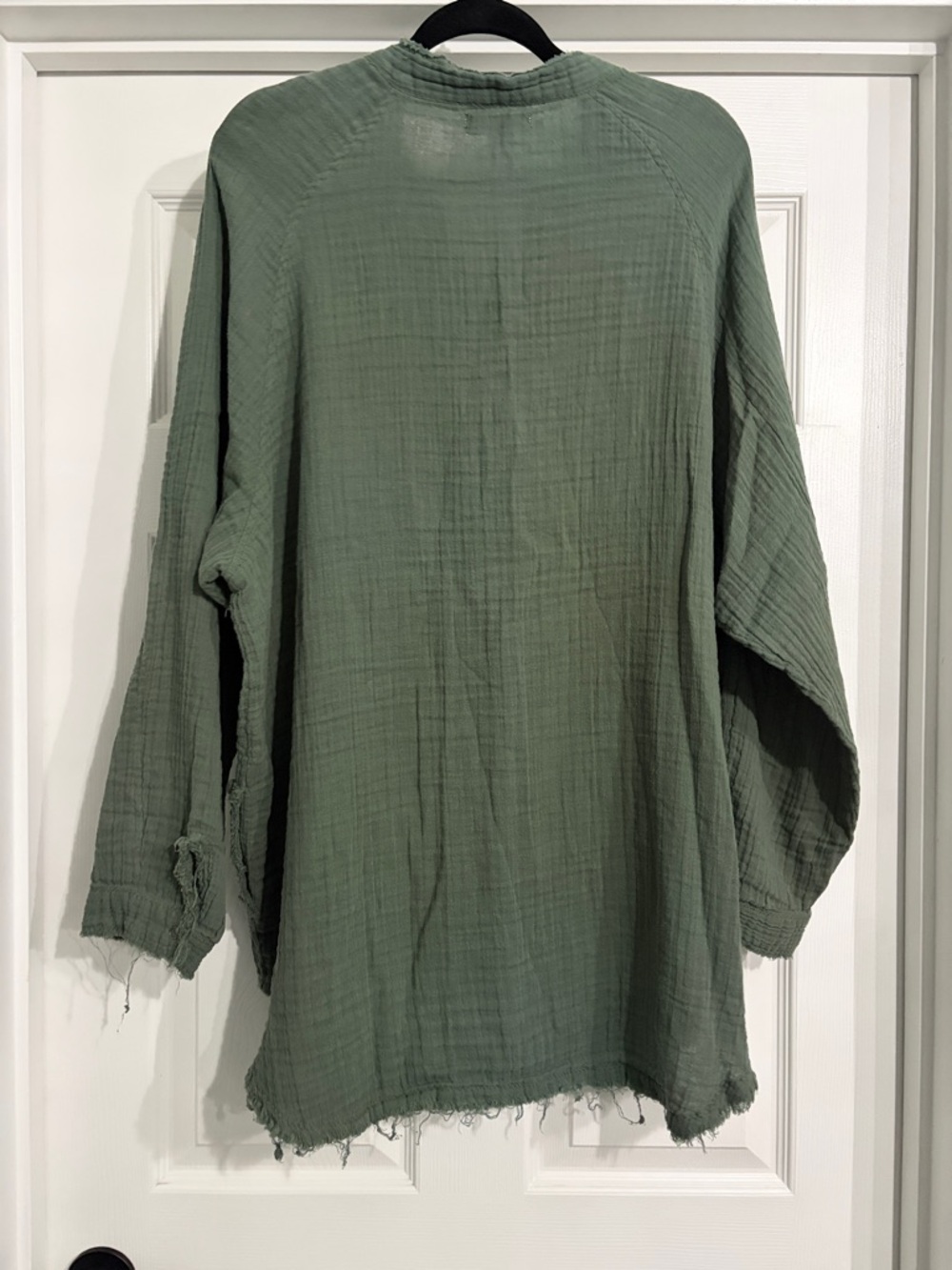 Natural Life Cotton Gauze Raw Hem Tunic with Pockets Green Size XL - Picture 3 of 10